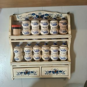 50's Vintage Blue Onion Spice Rack